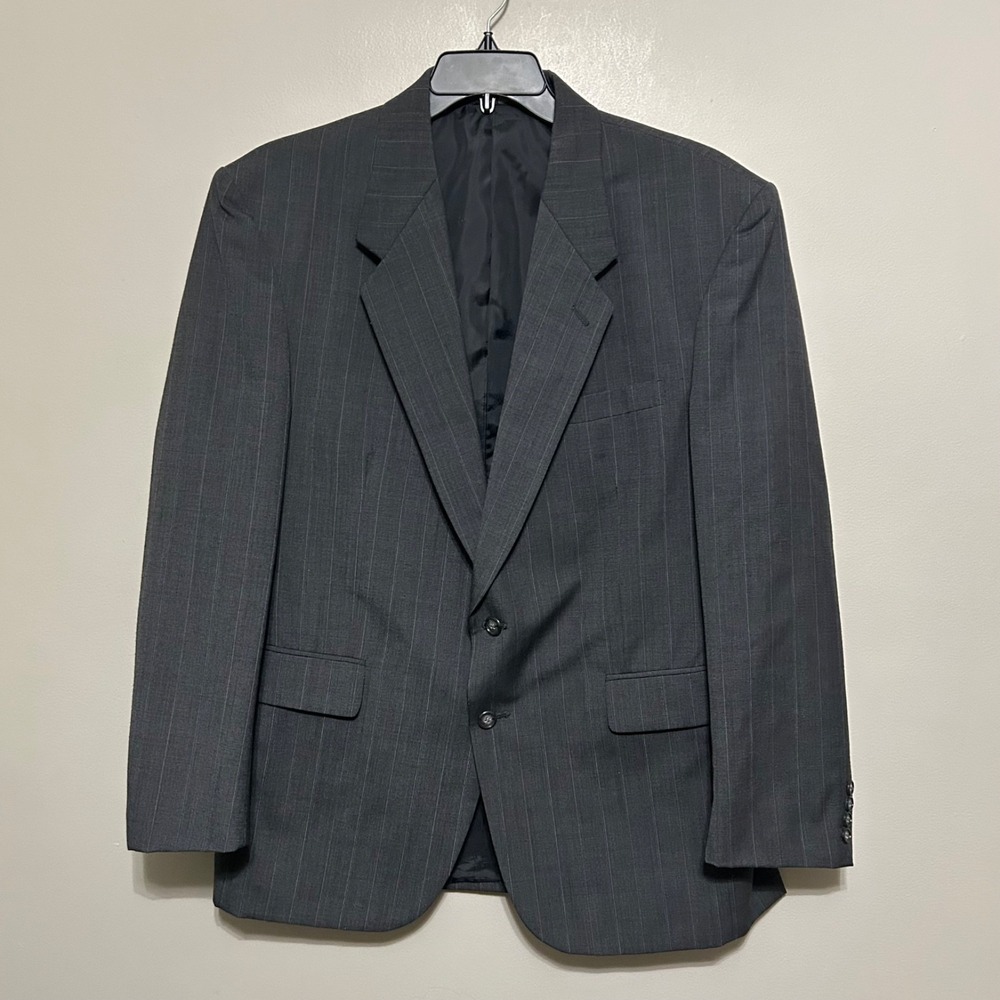 VTG Chadmore Mens Blazer 44R Gray Pinstripe Jacket Tweed Wool Preppy Academic